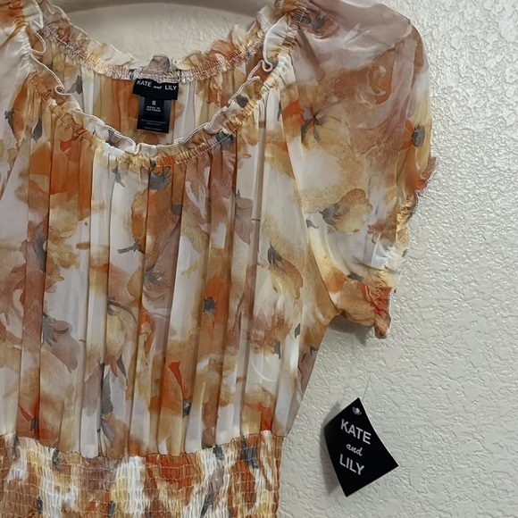 NWT Kate & Lily Boho Floral Off Shoulder Dress Smocked Waist • 8 - Picture 3 of 7